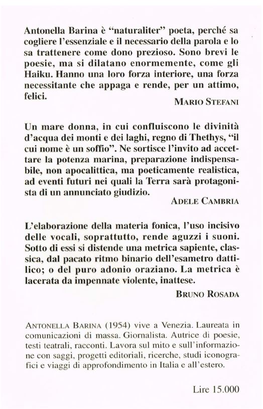 Antonella barina 'Naturaliter' poeta
